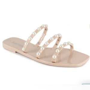 Kensie Pearl Embellished Jakita Sandals Nude Beige size 8 bridal bride